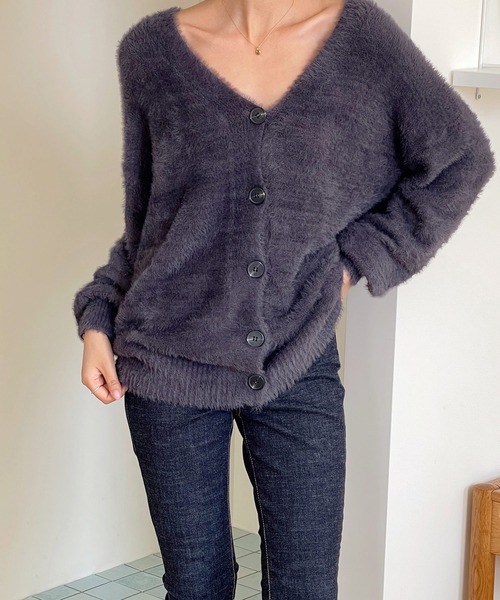 VitaFelice（ヴィータフェリーチェ）の「ボリュームスリーブニットカーディガン（カーディガン/ボレロ・レディース・グレー/ベージュ・FREE）」の8枚目の写真