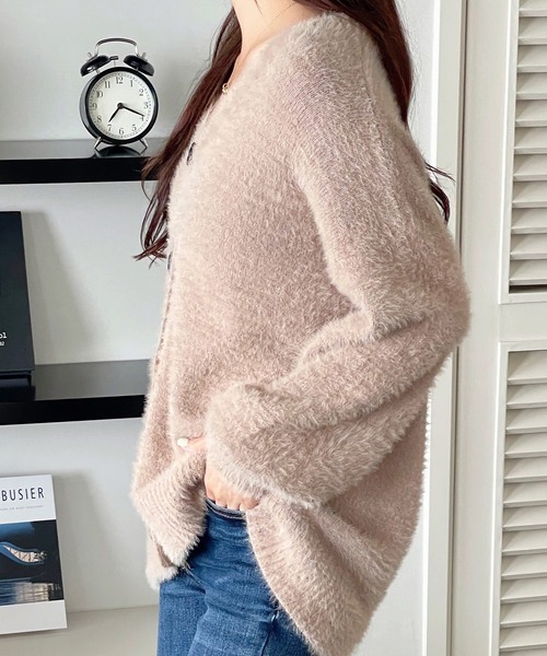 VitaFelice（ヴィータフェリーチェ）の「ボリュームスリーブニットカーディガン（カーディガン/ボレロ・レディース・グレー/ベージュ・FREE）」の5枚目の写真