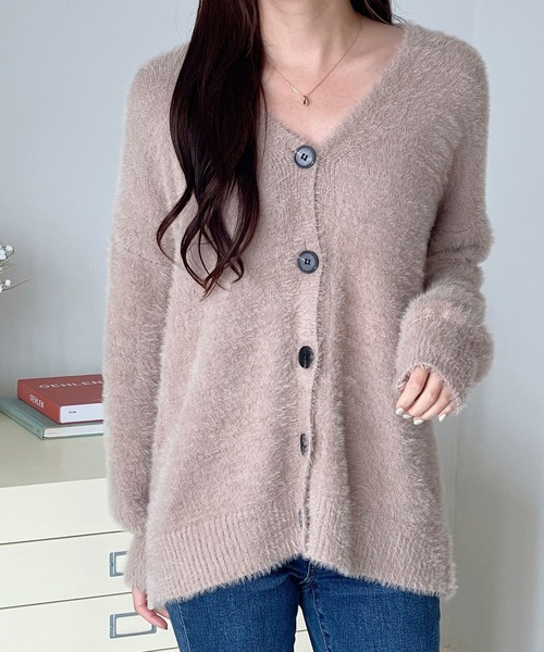 VitaFelice（ヴィータフェリーチェ）の「ボリュームスリーブニットカーディガン（カーディガン/ボレロ・レディース・グレー/ベージュ・FREE）」の6枚目の写真