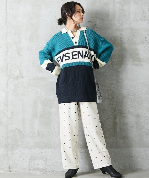 GEVS.(ジェイヴィス)の「<大きいサイズ> 星プリントリラックスワイドパンツ GEVS.(その他パンツ・レディース・ライトベージュ/ブラック・3L/L/4L/LL/5L)」の9枚目の写真