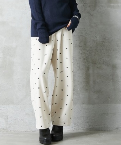 GEVS.(ジェイヴィス)の「<大きいサイズ> 星プリントリラックスワイドパンツ GEVS.(その他パンツ・レディース・ライトベージュ/ブラック・3L/L/4L/LL/5L)」の3枚目の写真