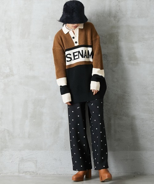 GEVS.(ジェイヴィス)の「<大きいサイズ> 星プリントリラックスワイドパンツ GEVS.(その他パンツ・レディース・ライトベージュ/ブラック・3L/L/4L/LL/5L)」の6枚目の写真