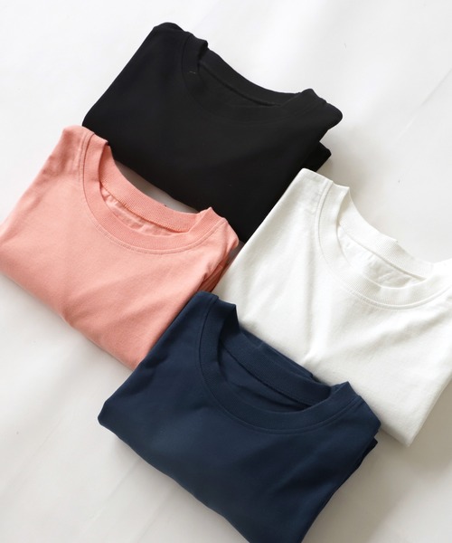 antiqua(アンティカ)の「綿100%シンプルロンT(Tシャツ/カットソー・レディース・オフホワイト/ブラック/ネイビー/ピンク・M/L)」の6枚目の写真