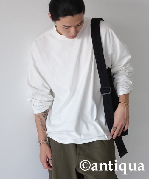antiqua(アンティカ)の「綿100%シンプルロンT(Tシャツ/カットソー・レディース・オフホワイト/ブラック/ネイビー/ピンク・M/L)」の15枚目の写真