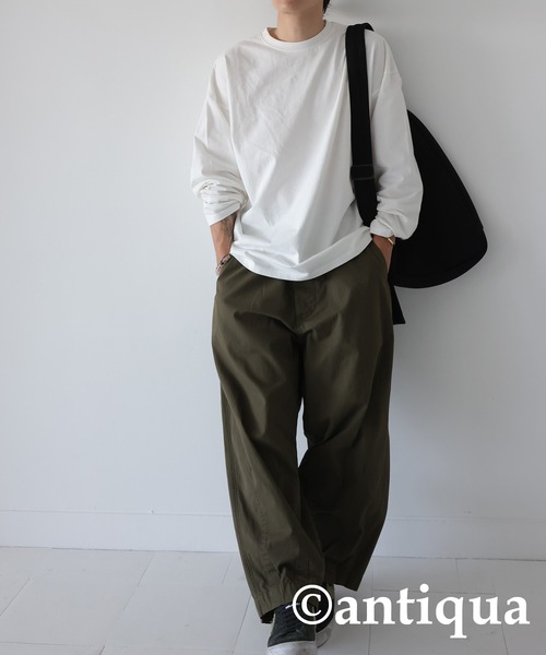 antiqua(アンティカ)の「綿100%シンプルロンT(Tシャツ/カットソー・レディース・オフホワイト/ブラック/ネイビー/ピンク・M/L)」の16枚目の写真