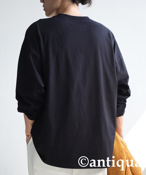 antiqua(アンティカ)の「綿100%シンプルロンT(Tシャツ/カットソー・レディース・オフホワイト/ブラック/ネイビー/ピンク・M/L)」の19枚目の写真