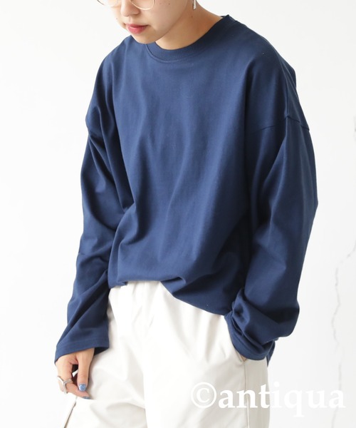antiqua(アンティカ)の「綿100%シンプルロンT(Tシャツ/カットソー・レディース・オフホワイト/ブラック/ネイビー/ピンク・M/L)」の20枚目の写真