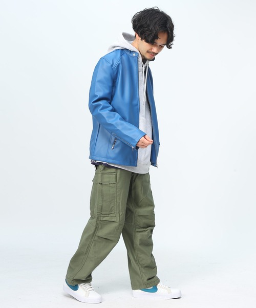 SAKAZEN(サカゼン)の「【WEB限定】 フェイクレザー シングルライダースジャケット(ライダースジャケット・メンズ・ネイビー/ワイン/ブラック/ブルー・M/L/LL)」の19枚目の写真