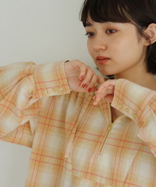 Crisp（クリスプ）の「チェックフーディーシャツ（シャツ/ブラウス・レディース・グレー/ベージュ・FREE）」の14枚目の写真