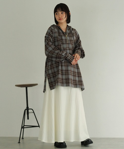 Crisp（クリスプ）の「チェックフーディーシャツ（シャツ/ブラウス・レディース・グレー/ベージュ・FREE）」の15枚目の写真