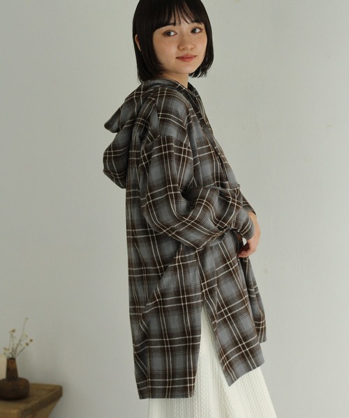 Crisp（クリスプ）の「チェックフーディーシャツ（シャツ/ブラウス・レディース・グレー/ベージュ・FREE）」の21枚目の写真