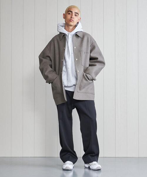 ジャケット・アウター <H> WOOL CASHMERE MELTON COVER ALL BEIGE H＞WOOL CASHMERE MELTON COVER ALL BEIGE/ジャケット