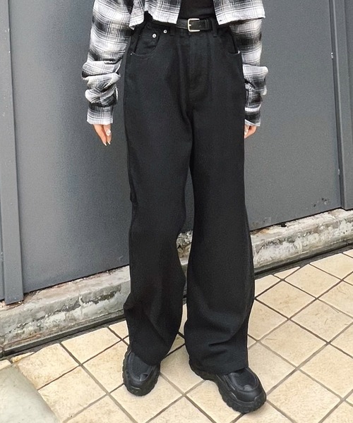 Figments(フィグメンツ)の「ツイルラージバギーパンツ(デニムパンツ・レディース・ブラック・SMALL/MEDIUM/LARGE)」の14枚目の写真