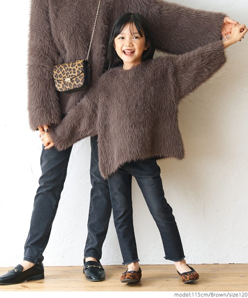 coca（coca）（コカ）の「キッズ親子お揃いふんわりシャギーニットトップス（ニット/セーター・キッズ・ブラウン/アイボリー・100/110/120/130）」の16枚目の写真
