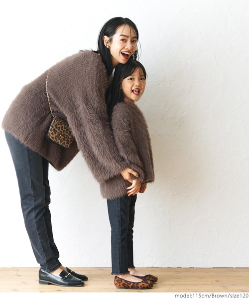コサージュ付きシャギーニット ニット帽 ニットキャップ 裏起毛 シャギーニット ふわふわ