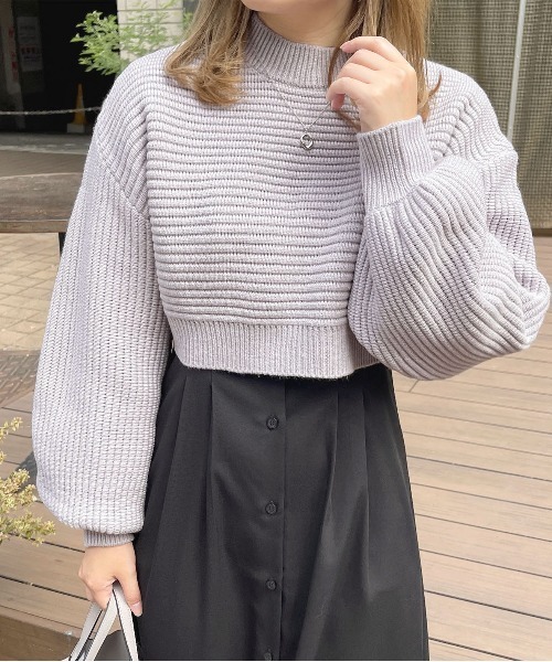 apres jour（アプレジュール）の「ショートニットトップス【ZOZOTOWN限定アイテム】（ニット/セーター・レディース・ピンク/ラベンダー/ピンクベージュ/アイボリー・X-LARGE/フリー）」の2枚目の写真