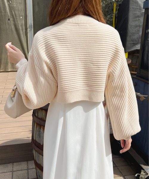 apres jour（アプレジュール）の「ショートニットトップス【ZOZOTOWN限定アイテム】（ニット/セーター・レディース・ピンク/ラベンダー/ピンクベージュ/アイボリー・X-LARGE/フリー）」の9枚目の写真