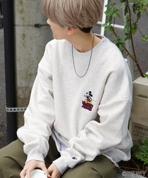 【Disney】バックプリント / ワンポイント刺繍 / ピグメント加工 プリントスウェット