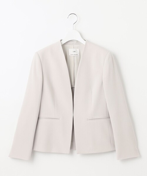 【極美品】✨ 定番 23区 トリアセダブルジョーゼット ノーカラージャケット VERYコラボ 】トリアセ ダブルジョーゼット ノーカラージャケット / 23