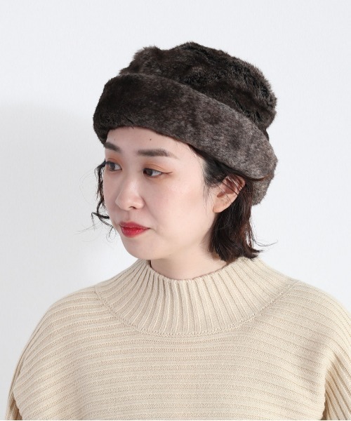 cepo(セポ)の「ファーロールキャップ(ニットキャップ/ビーニー・レディース・グレー/ブラウン・FREE)」の1枚目の写真
