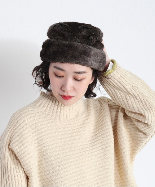 cepo(セポ)の「ファーロールキャップ(ニットキャップ/ビーニー・レディース・グレー/ブラウン・FREE)」の7枚目の写真