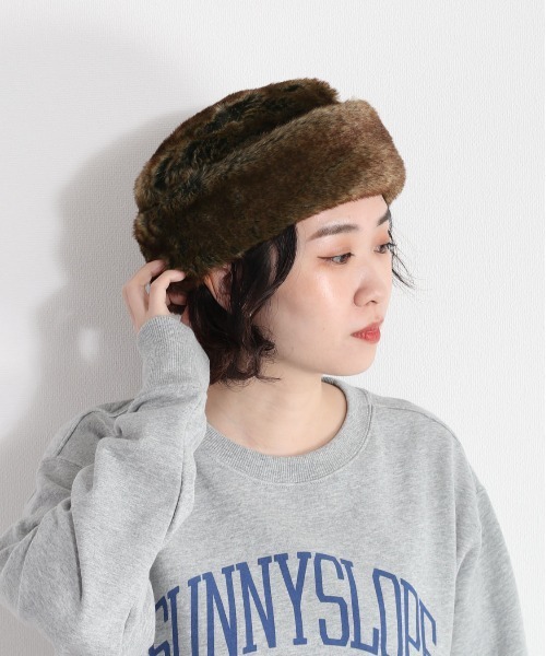 cepo(セポ)の「ファーロールキャップ(ニットキャップ/ビーニー・レディース・グレー/ブラウン・FREE)」の4枚目の写真