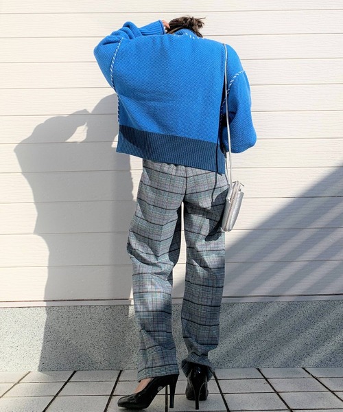 Q(キュー)の「ハンドステッチニット(ニット/セーター・レディース・ターコイズブルー/ブラウン・MEDIUM)」の10枚目の写真