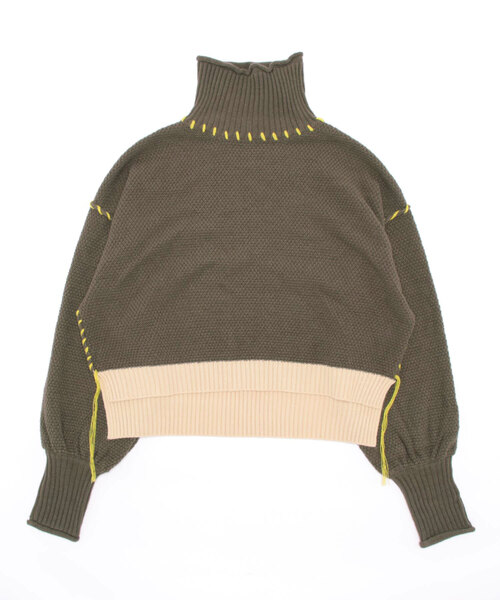 Q(キュー)の「ハンドステッチニット(ニット/セーター・レディース・ターコイズブルー/ブラウン・MEDIUM)」の11枚目の写真