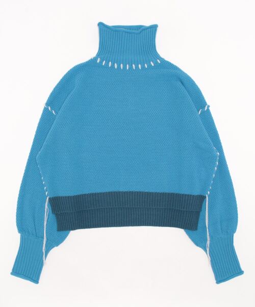 Q(キュー)の「ハンドステッチニット(ニット/セーター・レディース・ターコイズブルー/ブラウン・MEDIUM)」の12枚目の写真