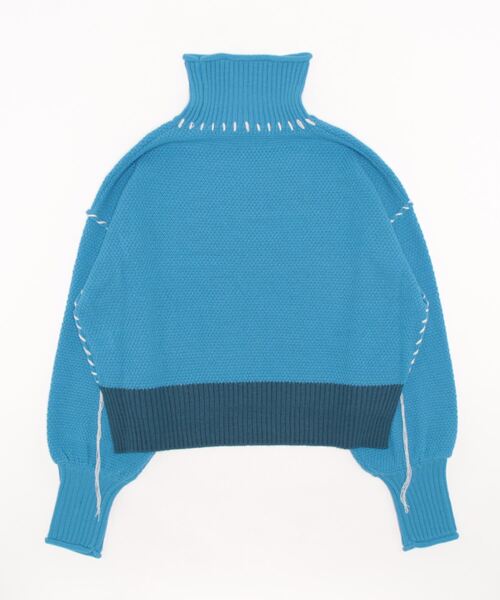 Q(キュー)の「ハンドステッチニット(ニット/セーター・レディース・ターコイズブルー/ブラウン・MEDIUM)」の13枚目の写真