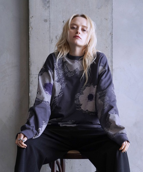 JUNRED（ジュンレッド）の「インクフラワーBIGスウェット（スウェット・メンズ・ブラック/チャコールグレー・S/M/L）」の5枚目の写真