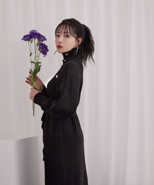 ANDGEEBEE(アンジービー)の「パールタートルニットワンピ(ワンピース・レディース・グレー/ブラック・MEDIUM)」の4枚目の写真