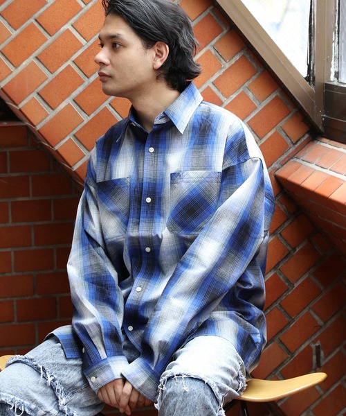 ８(eight)（エイト）の「オンブレチェックシャツ（シャツ/ブラウス・メンズ・ホワイト/ブラウン/チャコール/ブルー/ホワイト系その他・X-LARGE/LARGE/MEDIUM）」の5枚目の写真