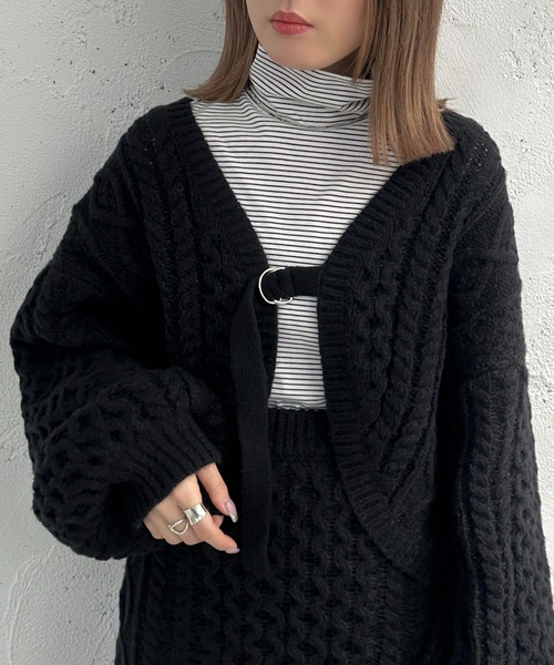 apres jour mignon(アプレジュールミニョン)の「パッチワークケーブルボレロ【SETUP着用可能】【ZOZOTOWN限定アイテム】(カーディガン/ボレロ・レディース・ダークブラウン/ブラック/アイボリー・フリー/X-LARGE)」の14枚目の写真