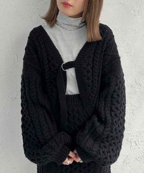 apres jour mignon(アプレジュールミニョン)の「パッチワークケーブルボレロ【SETUP着用可能】【ZOZOTOWN限定アイテム】(カーディガン/ボレロ・レディース・ダークブラウン/ブラック/アイボリー・フリー/X-LARGE)」の16枚目の写真