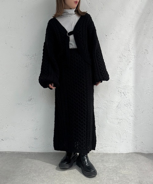 apres jour mignon(アプレジュールミニョン)の「パッチワークケーブルボレロ【SETUP着用可能】【ZOZOTOWN限定アイテム】(カーディガン/ボレロ・レディース・ダークブラウン/ブラック/アイボリー・フリー/X-LARGE)」の18枚目の写真