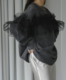 Ezick | Around frill tulle ミックスニット(ニット/セーター)