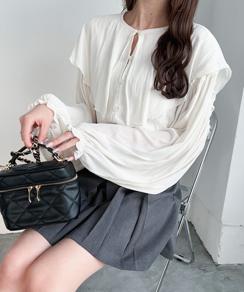 ブラウス シャツ 「2025Autumn Pre-Order」フェザーカラーシャツ / Feather Collar Shirt レディース Discoat ブラウス シャツ 「AW先行予約」シアーチェック