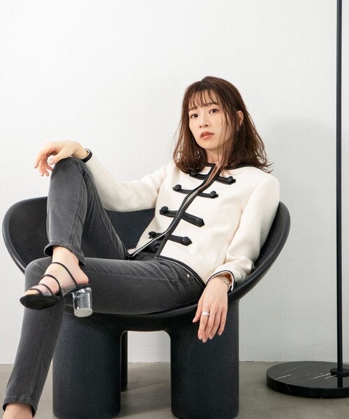 LOVELESS（ラブレス）の「【石井亜美AmiIshiiコラボ】 オフツィードナポレオンジャケット（ノーカラージャケット・レディース・ホワイト系その他・34/36）」の4枚目の写真