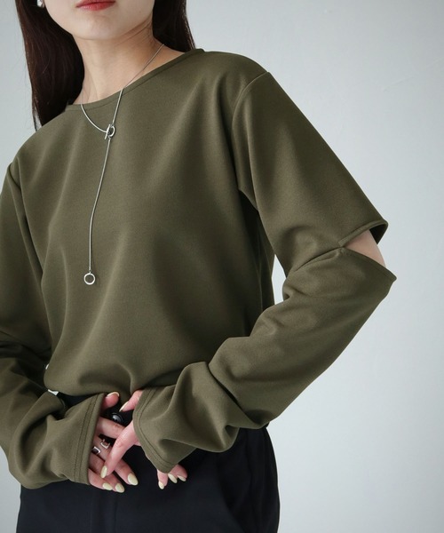 cheriella(シェリエラ)の「【cheriella】WEB限定ジョーゼットカットアウトロンT(Tシャツ/カットソー・レディース・オフホワイト/ブルー/ブラック/カーキ・M)」の14枚目の写真