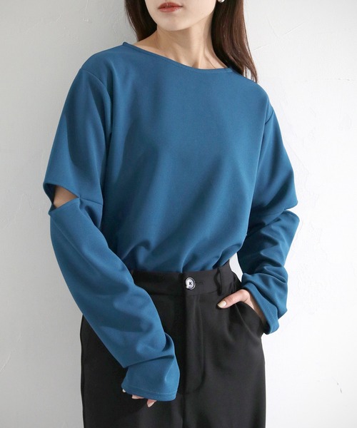 cheriella(シェリエラ)の「【cheriella】WEB限定ジョーゼットカットアウトロンT(Tシャツ/カットソー・レディース・オフホワイト/ブルー/ブラック/カーキ・M)」の17枚目の写真