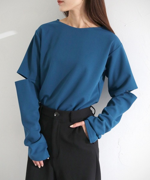 cheriella(シェリエラ)の「【cheriella】WEB限定ジョーゼットカットアウトロンT(Tシャツ/カットソー・レディース・オフホワイト/ブルー/ブラック/カーキ・M)」の18枚目の写真