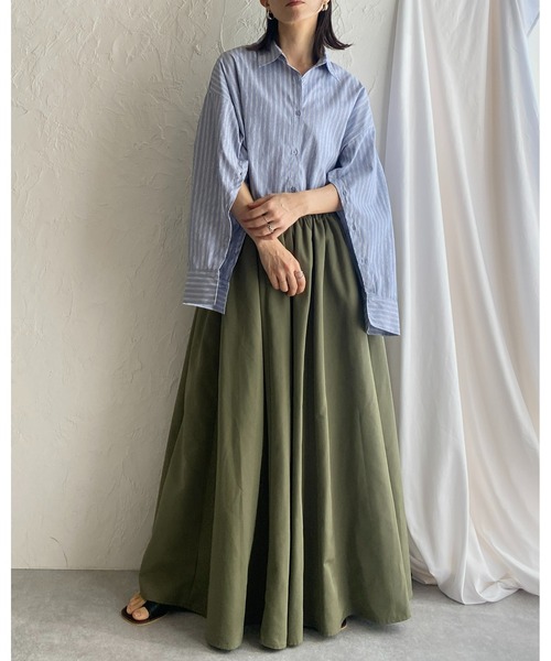 She's Closet(シーズクローゼット)の「タフタAラインボリュームフレアロングスカート(スカート・レディース・ブルー/ブラック/オリーブ/アイボリー/マスタード/テラコッタ・FREE)」の12枚目の写真