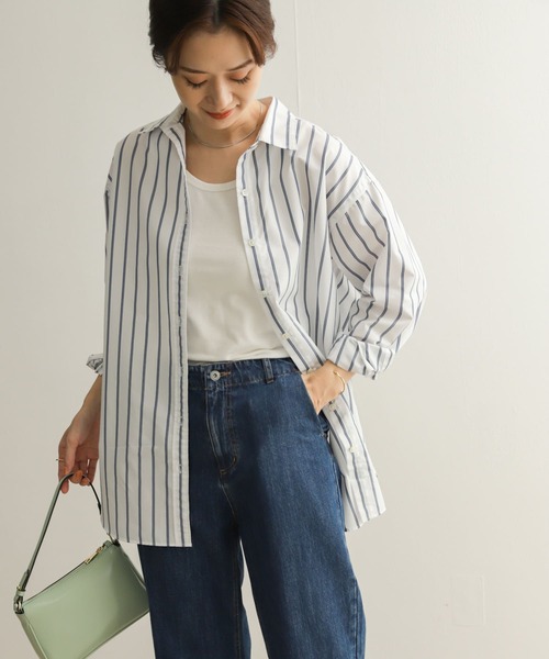 URBAN RESEARCH DOORS（アーバンリサーチドアーズ）の「C/RENUレギュラーカラーシャツ（Tシャツ/カットソー・レディース・オフホワイト/ブルー/ブルー系その他・MEDIUM）」の5枚目の写真