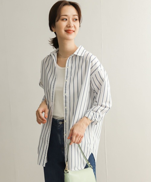 URBAN RESEARCH DOORS（アーバンリサーチドアーズ）の「C/RENUレギュラーカラーシャツ（Tシャツ/カットソー・レディース・オフホワイト/ブルー/ブルー系その他・MEDIUM）」の8枚目の写真