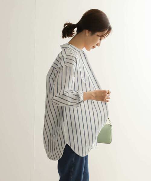 URBAN RESEARCH DOORS（アーバンリサーチドアーズ）の「C/RENUレギュラーカラーシャツ（Tシャツ/カットソー・レディース・オフホワイト/ブルー/ブルー系その他・MEDIUM）」の11枚目の写真