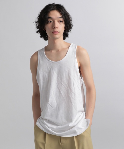 HARE（ハレ）の「ルーズスリットタンクトップ(HARE)（タンクトップ・メンズ・ホワイト/ブラック/ブラック系その他/ホワイト系その他・SMALL/MEDIUM）」の6枚目の写真