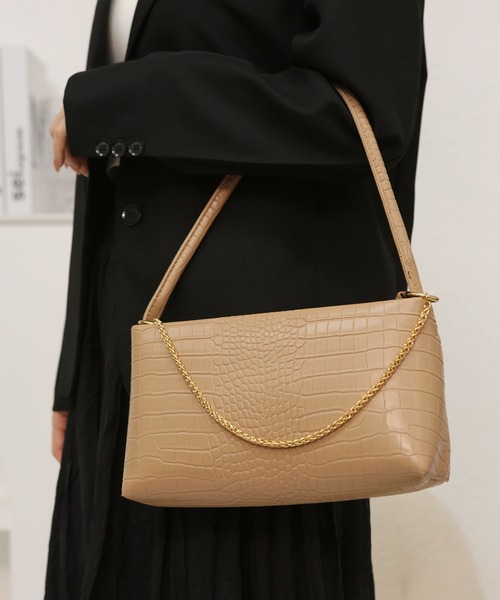 LA VORAGINE(ラ ヴォラジネ)の「レトロなクロコダイル柄ハンドバッグショルダーバッグ(ショルダーバッグ・レディース・ホワイト/ブラウン/ブラック/ベージュ・FREE)」の6枚目の写真