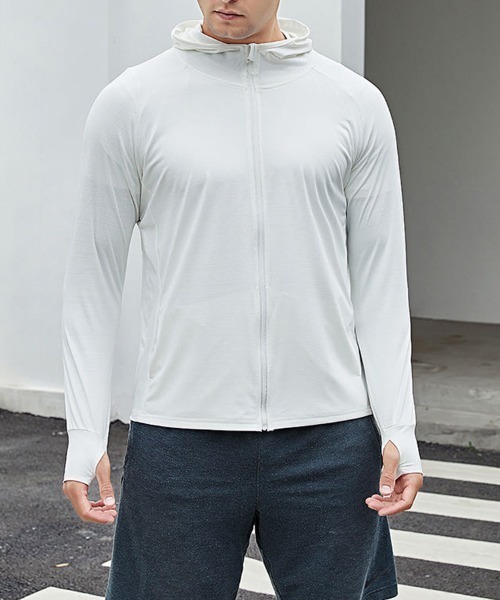 Coo+i（クーイ）の「指穴付き接触冷感uvカットパーカー（パーカー・レディース・ミント/ブルー/ホワイト/ピンク/ラベンダー/グレー・L/XL/M/L）」の9枚目の写真