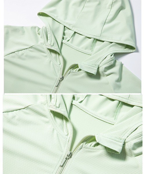 Coo+i（クーイ）の「指穴付き接触冷感uvカットパーカー（パーカー・レディース・ミント/ブルー/ホワイト/ピンク/ラベンダー/グレー・L/XL/M/L）」の14枚目の写真